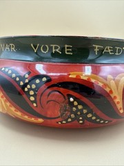 Vintage Norwegian Rosemaling Ale Bowl Ølbolle Hand-Painted Folk Art 8”