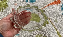 Vintage Avon, Oval,Clear Crystal Glass Dish, Heavy Glass, Jagged Edge, 5″ Long!