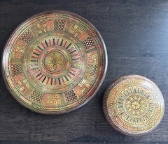 Greece 800 BC Reproduction Geometric Clay Pottery Trinket Dish & Plate Handmade