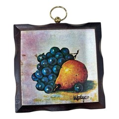 Vintage 1970’s Wood Fruit Wall Plaques HOMCO Home Interiors Set of 4 MCM Decor