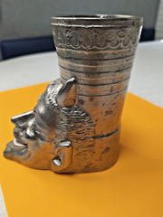 Vintage Devil Mephistopheles Metal Pencil Holder Cup Heavy Cast Metal Desk Decor