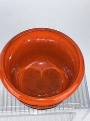 Fat Lava Drip Glaze Pottery Vase Italy MCM Orange Black 5″ x 6″ Bitossi Style