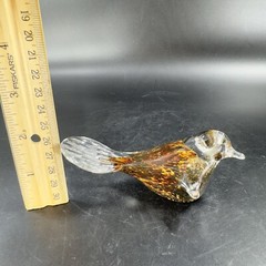 Hand Blown Art Glass Bird Figurine Paperweight Glass Artist Signed JC Vintage