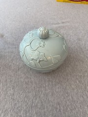 Wedgwood Pale Blue Jasperware Trinket Box with Floral and Butterfly Relief