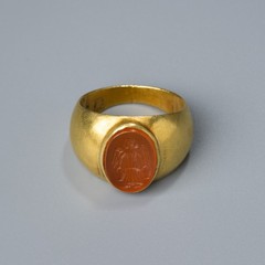 Roman Gold Ring with Carnelian Intaglio Circa 1st-2nd Century AD