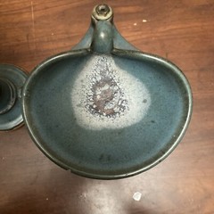 Vintage Pair 7”- 8”Middle Eastern Islamic Oil Lamp Glazed Stone Unknown Age