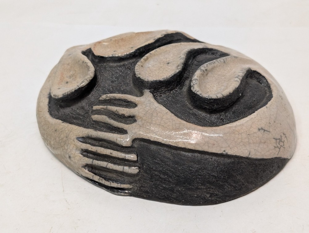 Vintage Sedona Pottery Relief Carving Positive Negative Locked Hands Wall Decor