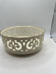 Lenox Ivory Pierced Bowl w/ Gold Trim Openwork Design – Small Crack – AS IS