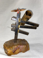 Handcrafted John DeMott Brass Mailbox on Onyx Base With Bird Sculpture