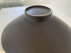 Haeger Vintage Black Matted Pottery Serving Bowl with Sculpture Inside Design