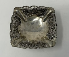 Davco Silver Ltd Footed Ornate Trinket Dish 4″ Silver Plated Victorian Vintage