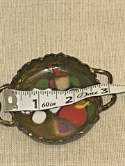 Art Enamel Millefiori on Copper Multicolor Miniature Trinket Tray Signed
