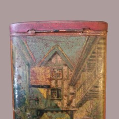 Edwardian “Early Bird Inn” Village Scene Tea Caddy (c.1910–1925)