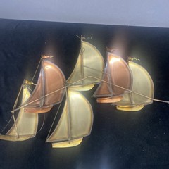 DeMott Brass Copper Sailboat Wall Hanging Metal Sculpture Signed Read Details