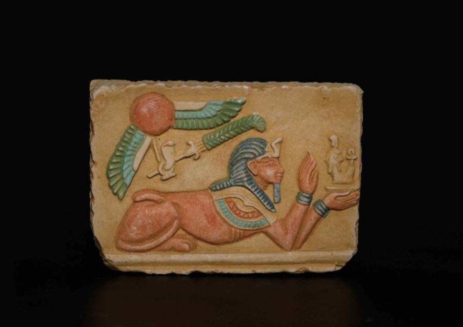 Ancient Egyptian Sphinx Relief Rare Pharaoh Wall Plaque Dynasty Masterpiece BC