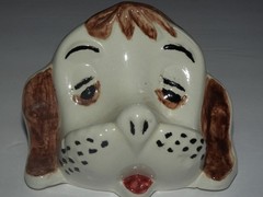 Vintage Eyeglasses Glasses Stand Holder Ceramic Puppy Dog Head Sad Eyes