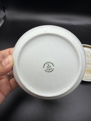 2 Vtg Porcelain Porsgrund Norway Viking Ships 4″ Mini Plate Trinket Dish Coaster