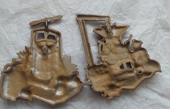 Vintage Set of Homco Kitchen Cast Aluminum Hanging Wall Plaques 1978 Apples Corn
