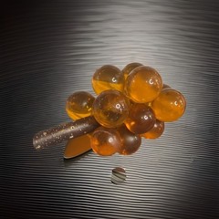 Vintage MCM Amber Orange Lucite Grape Cluster Large Driftwood Stem