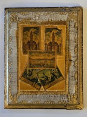 Pair Of Italian Plaques Featuring Stamps From Spain, France, Mexico, UN 1968