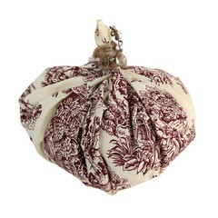 Folk Art Red Toile Fabric Stuffed Pumpkin 32″ Around Farmhouse French Country