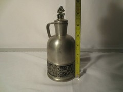 Norway Revere Pewter Lidded Jug Pitcher Carafe Marked #1860 with Inlay Design