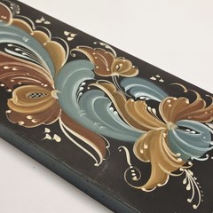 VTG Hand Painted Rosemaling Wood Bread Cutting Board Farmhouse Folk Art 19.5″