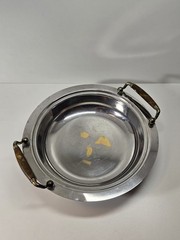 Serving Bowl Charger Dish Ar Cas Inox 18/10 Steel with Gold Oro Italy