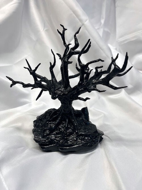 Halloween Haunted Spooky Black Dead Tree Display Ornament Tree 3D Solid Lg Rocks