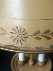RARE! Vintage TOLE GOLD Tan Florentine Metal LAMP *Bouillotte Toleware Antique