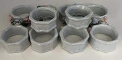 Vintage Unbranded Ceramic Napkin Rings Pastel Flowers Made in China 10ct