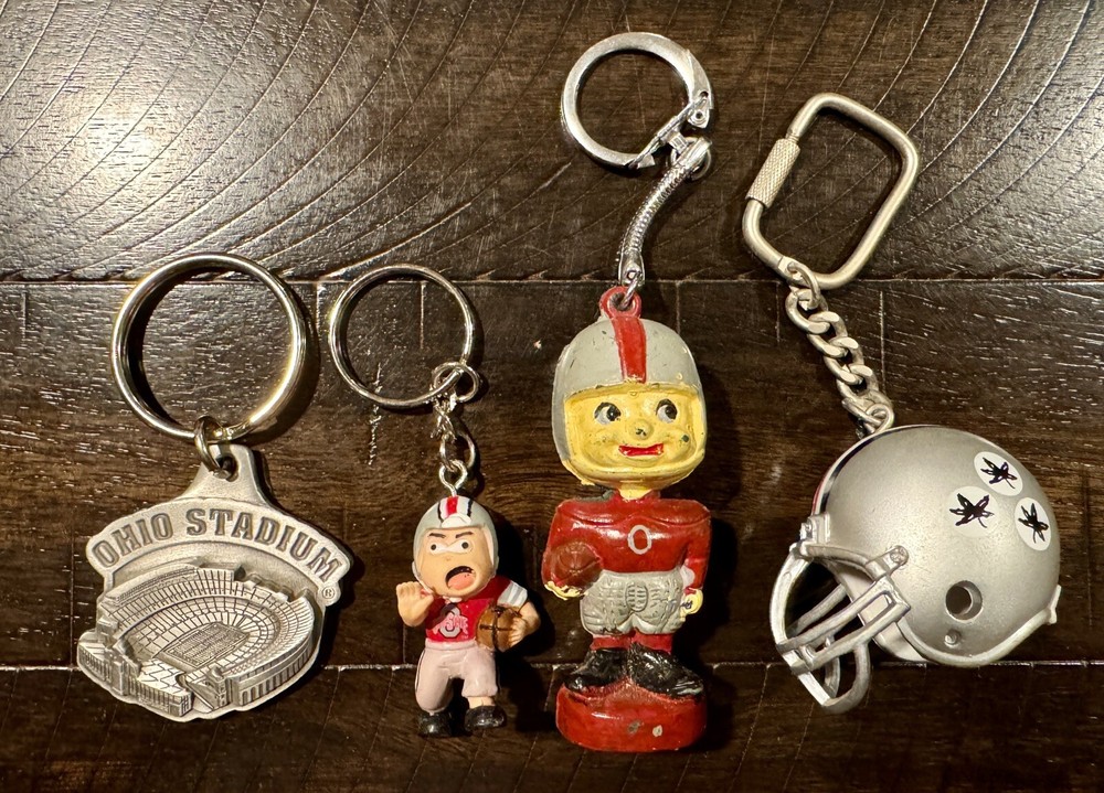 Ohio State Football Key Chain Lot – Bobblehead, Helmet, Player, & Ohio Stadium