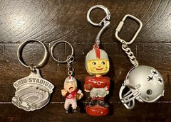 Ohio State Football Key Chain Lot – Bobblehead, Helmet, Player, & Ohio Stadium