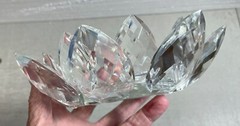 Shannon Ireland Crystal Prism Leaves Bowl 7 x 2 1/2″ REPAIRED
