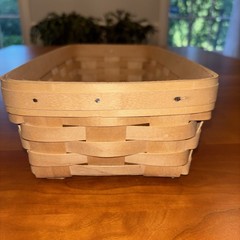 Longaberger RARE Natural Light Stain Bread Basket W/Hard Protector And Lid -MINT
