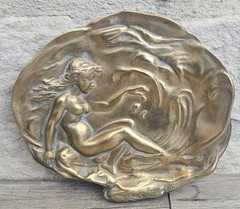 Brass Art Nouveau Trinket Dish Card Pin Tray, Heavy Quality Vide Poche Art…
