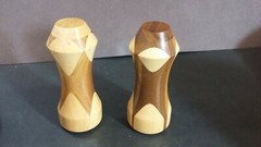 Bonded Patterned wood 4″ salt & pepper shakers maker unknown