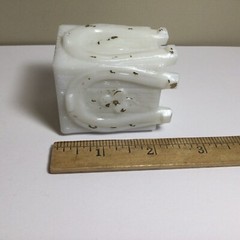 ANTIQUE EAPG UNKNOWN MFG. MILK GLASS HORSESHOE & CLOVER TOOTHPICK HOLDER