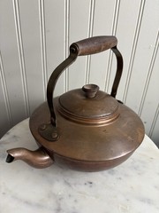 Vintage Copper Tea Kettle Cottagecore VTG Coastal Grandma Farmhouse Traditional