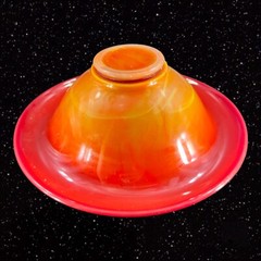Antique 1920s Northwood Chinese Coral Amberina UV Glow Footed Rolled Rim Bowl
