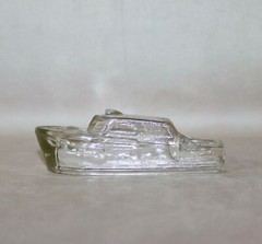 Boat Hollow Candy Holder Clear Glass ~ 4 3/4” Long 1940’s