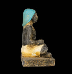 Authentic Ancient Egyptian Gilded Stone Seated Scribe Statue Figurine Rare BC