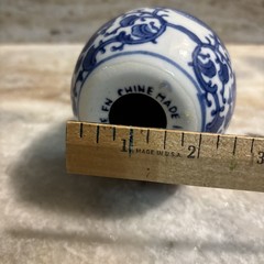 Blue & White Chinese Chinoiserie Lotus Blossom Egg 4.25”
