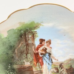 Limoges LRL Signed Wall Plate Pastoral Couple Urn Goats France Hand Painted