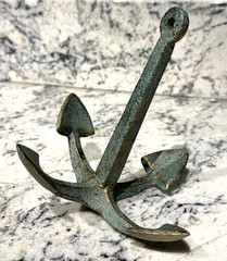 ANCHOR Rustic Nautical Home Decor Cast Iron 7″ Metal Bronze Verdigris Green GUC