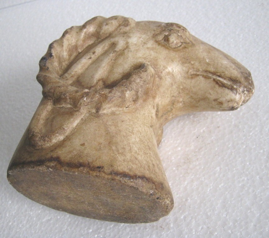 ANTIQUE MARBLE RAM GOAT STATUE BUST HAND CARVED