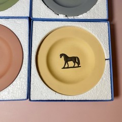 4x Wedgwood Jasperware Horses Small Plates Dishes Complete Set Boxed Exc Cond