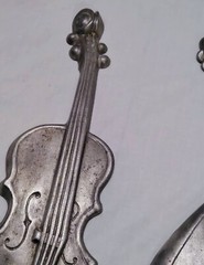 Vintage 1960s Royal Cast Metal Bass Guitar and Mandolin Wall Hangings Art