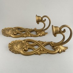 Vintage Homco Gold Plastic Wall Shelf Wall Sconce Candle Holders Birds Lot of 5