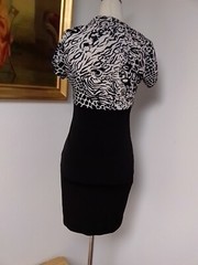 Dress Junior Size M Medium Black White Pattern Top Bow Front Mixxology